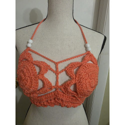 crochet bra top designed with accessories and embellishments