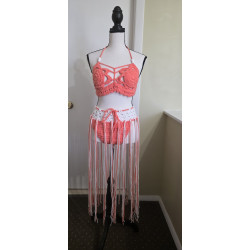 crochet bikini fringe and bra top set