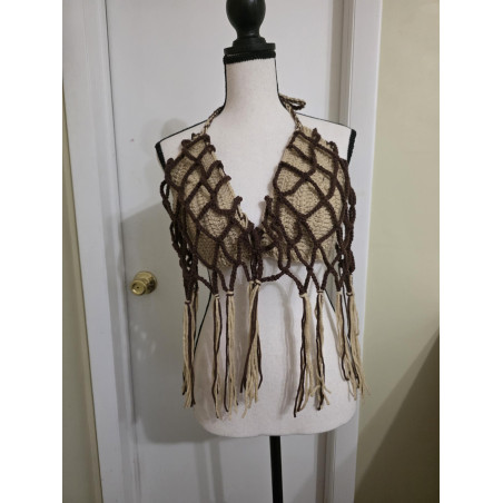 fringe net bra top crochet